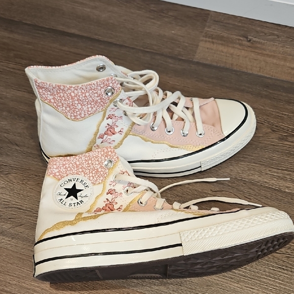Converse Shoes - Converse Women's 70 CHUCK TAYLOR Metallic High Top Cream and Light Pink Floral